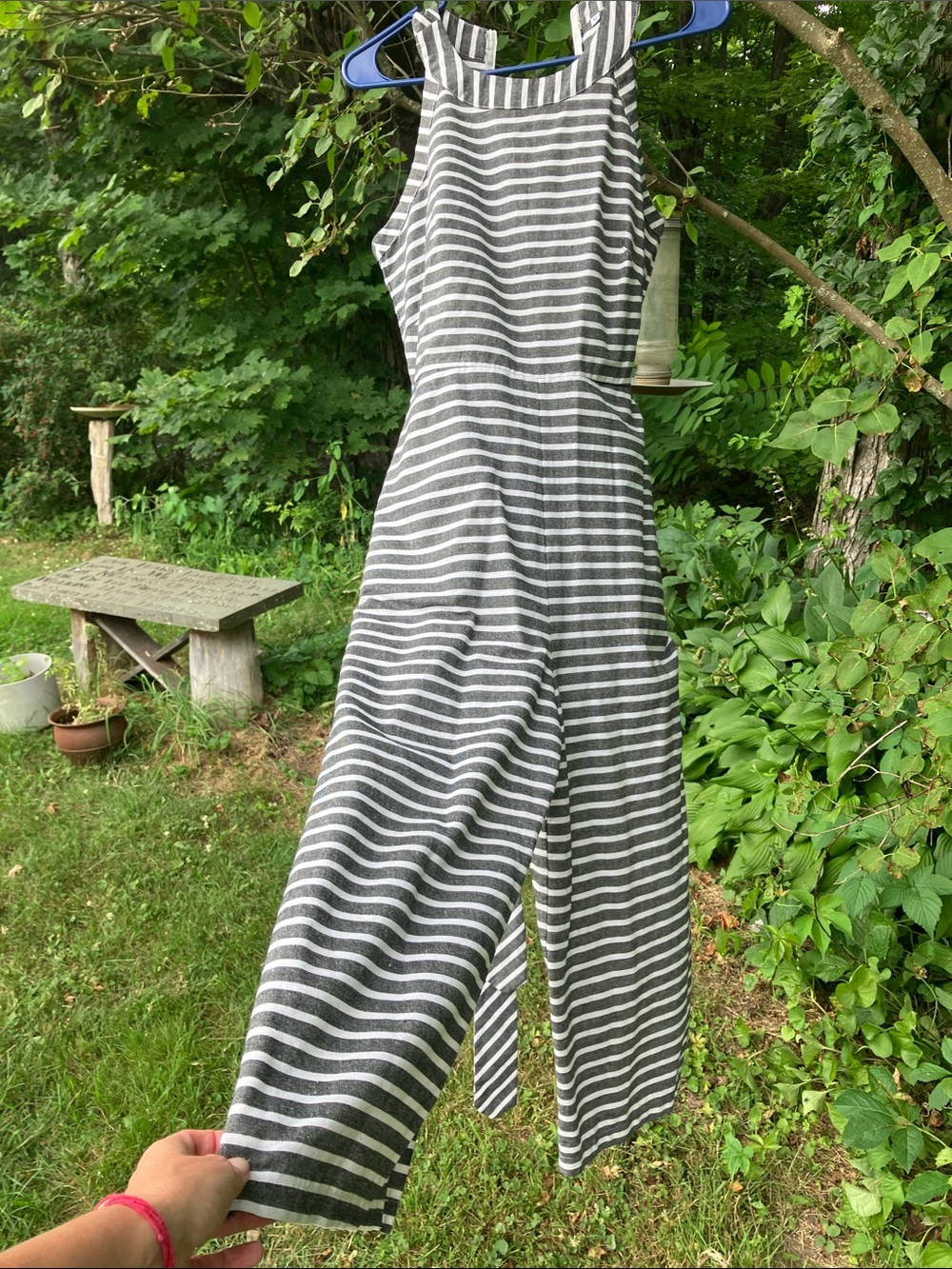 Vintage Striped Gray and White Jumpsuit size medium